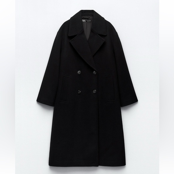 Zara Jackets & Blazers - Zara Women's Black Double-Breasted Coat soft oversized coat